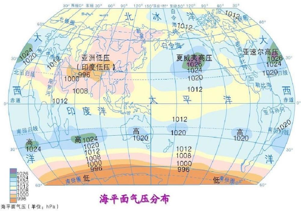 7月海平面等压线图