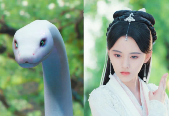 同样是现出原形,鞠婧祎灵动,白素贞唯美,而她秒变"小蝌蚪!