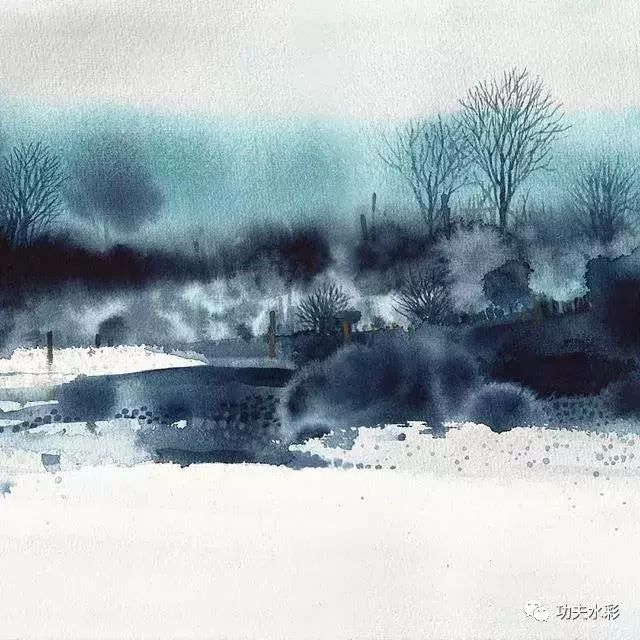 具有水墨韵味的水彩画