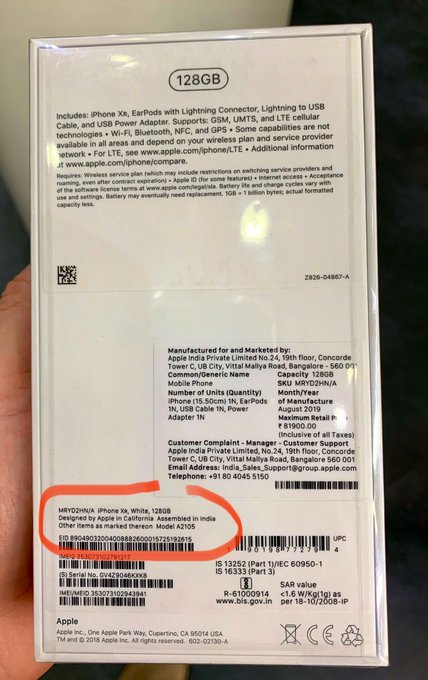 疑似苹果在印度组装的 iphone xr 包装盒照片流出