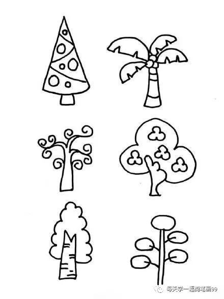 每天学一幅简笔画-各种树木简笔画
