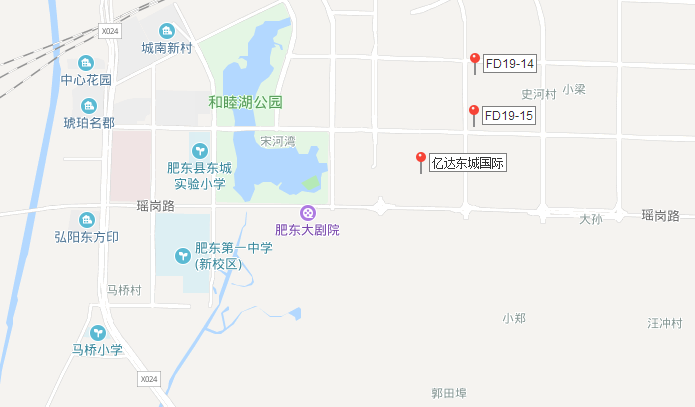 肥东两宗地块南北相连,位于肥东和睦湖板块.