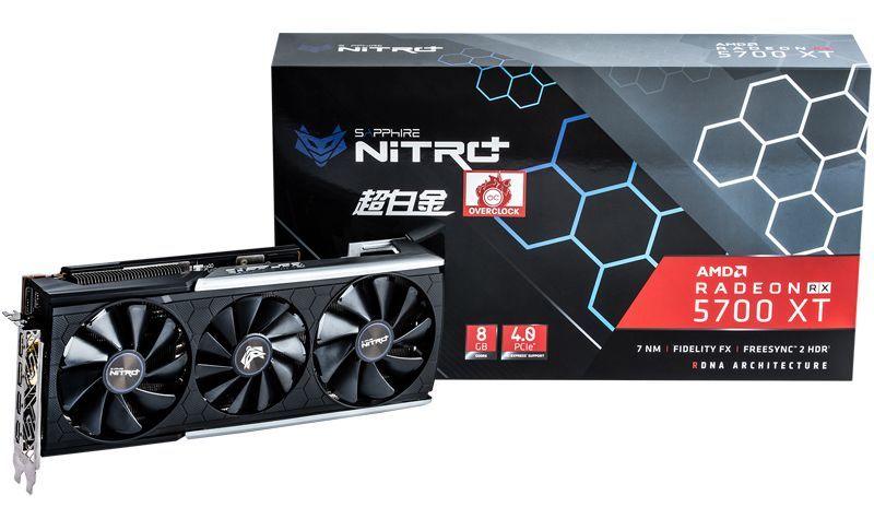 蓝宝石rx 5700 8g 白金版采用rdna架构和7nm工艺,核心频率为1540mhz