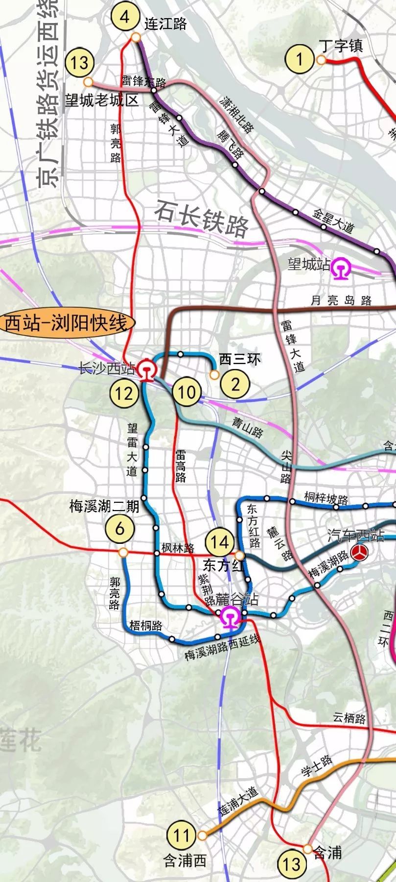 长沙地铁13号线走向出炉!多个片区迎来地铁!