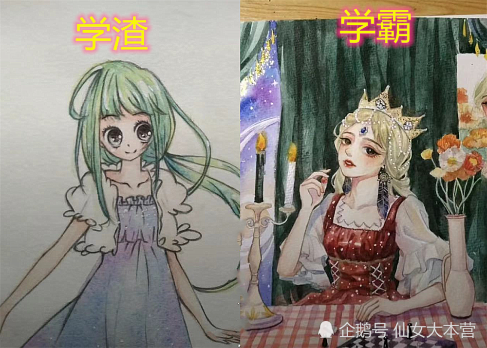 同样是美术生"画画,学渣vs学霸,差别很大,网友:见识了!