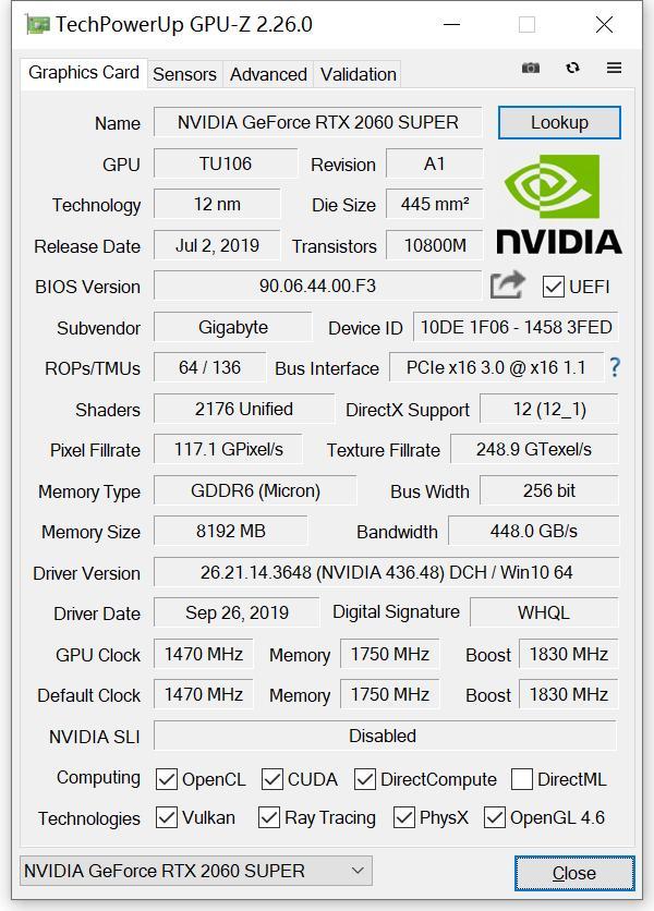 rtx2060 gpuz,影驰rtx20606g gpu-z rtx 2060 super gaming oc 的具体参数.