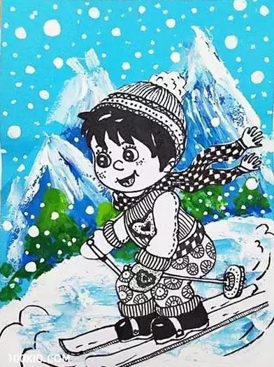 儿童画创意|五彩缤纷的雪中世界,一起来学习画雪吧