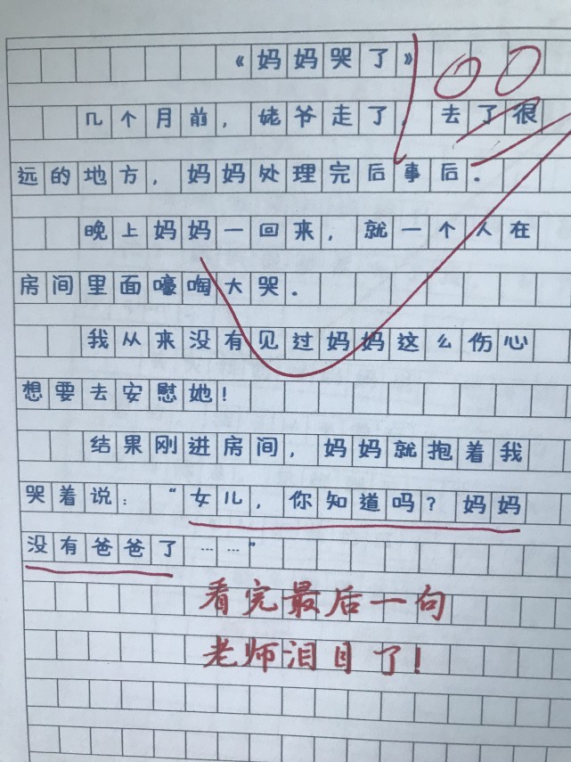 小学生作文《妈妈哭了》,感动无数人,网友:看完我哭了