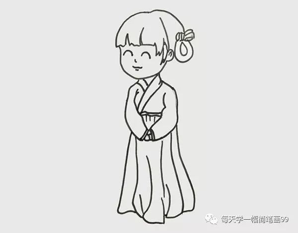 每天学一幅简笔画-古代女子简笔画步骤