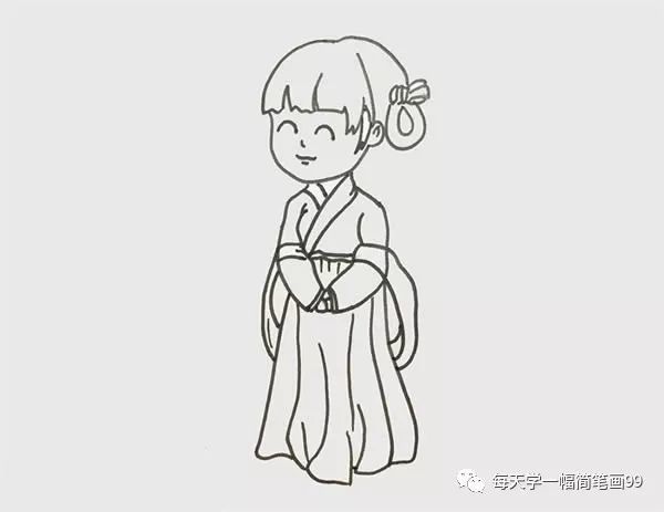 每天学一幅简笔画-古代女子简笔画步骤