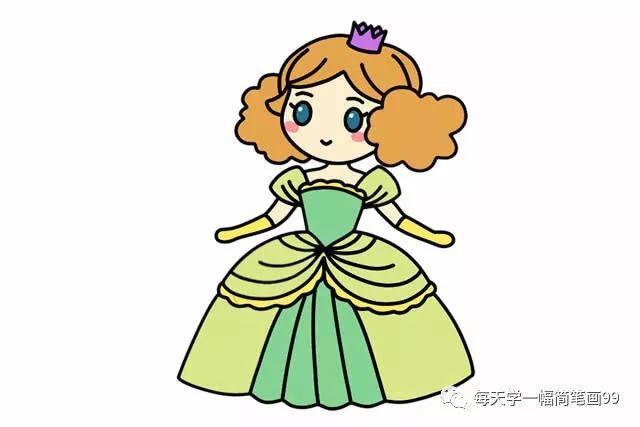 第四步:画出公主裙上的褶皱