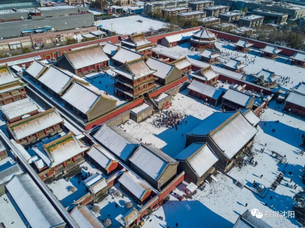 航拍盛京皇城初雪 银装素裹庄严神圣