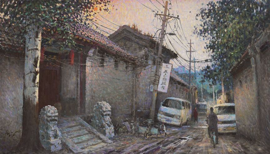傅察丹青北京胡同系列绘画《正乙祠戏楼》