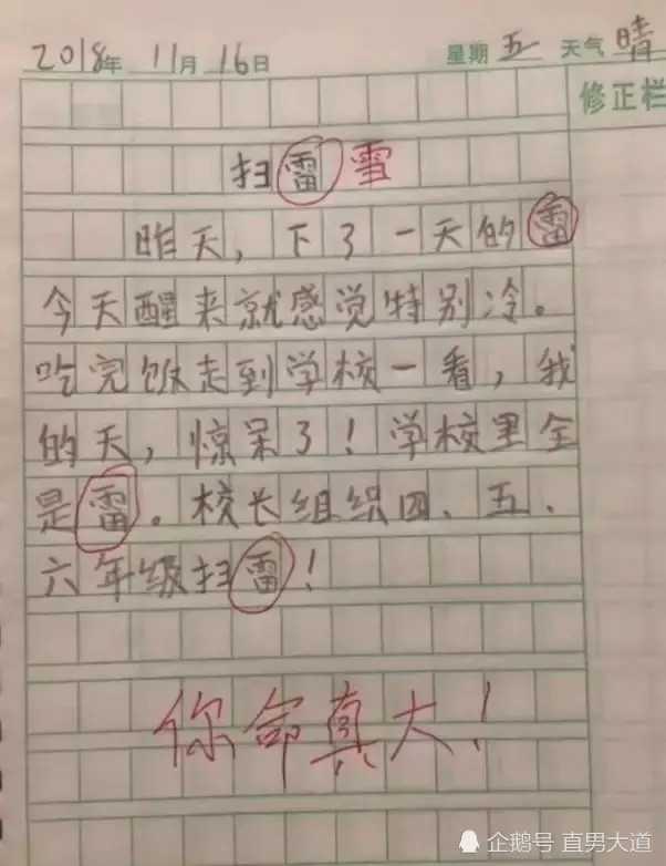 小学生写的"奇葩作文,老师点评:不能什么东西都给孩子看