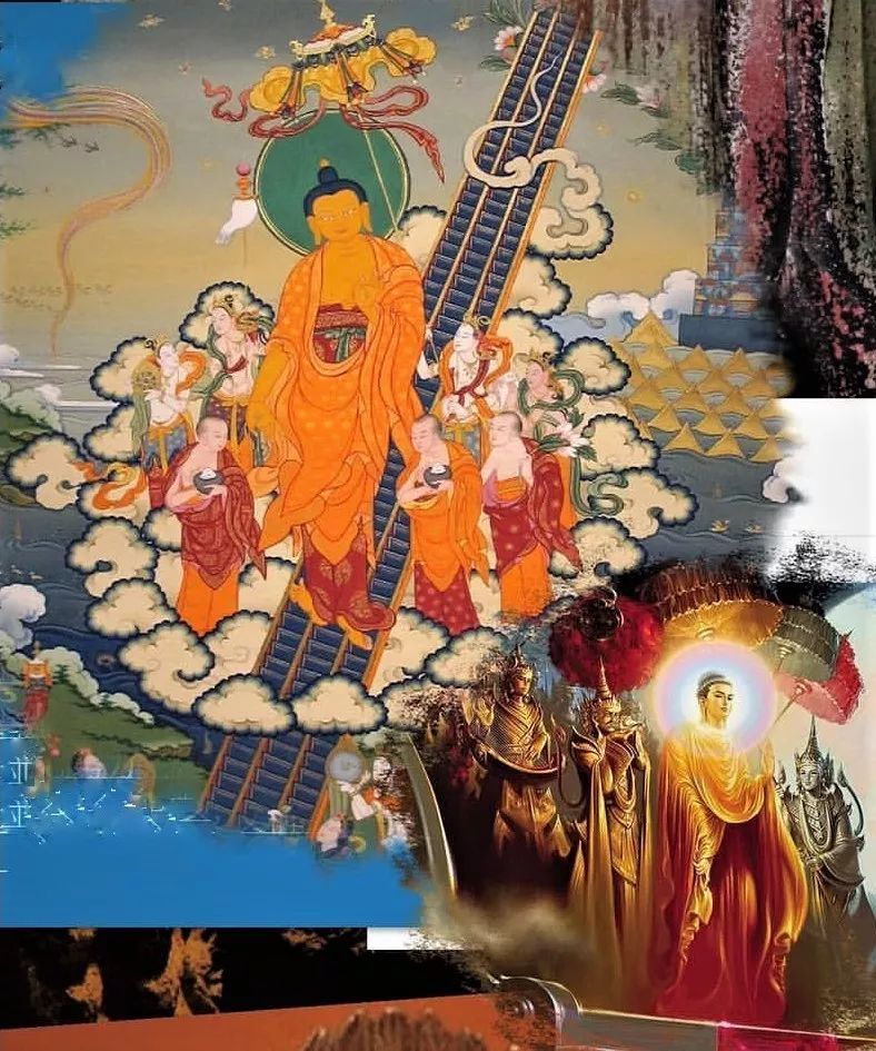 承佛的威德,摩耶夫人即往生至于三十三天之忉利天成为天人,在佛将入