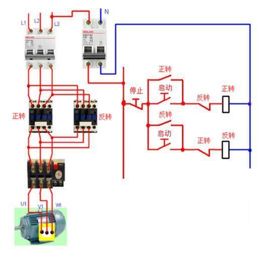 怎么用2个交流接触器控制一台电机,实现正反转控制?