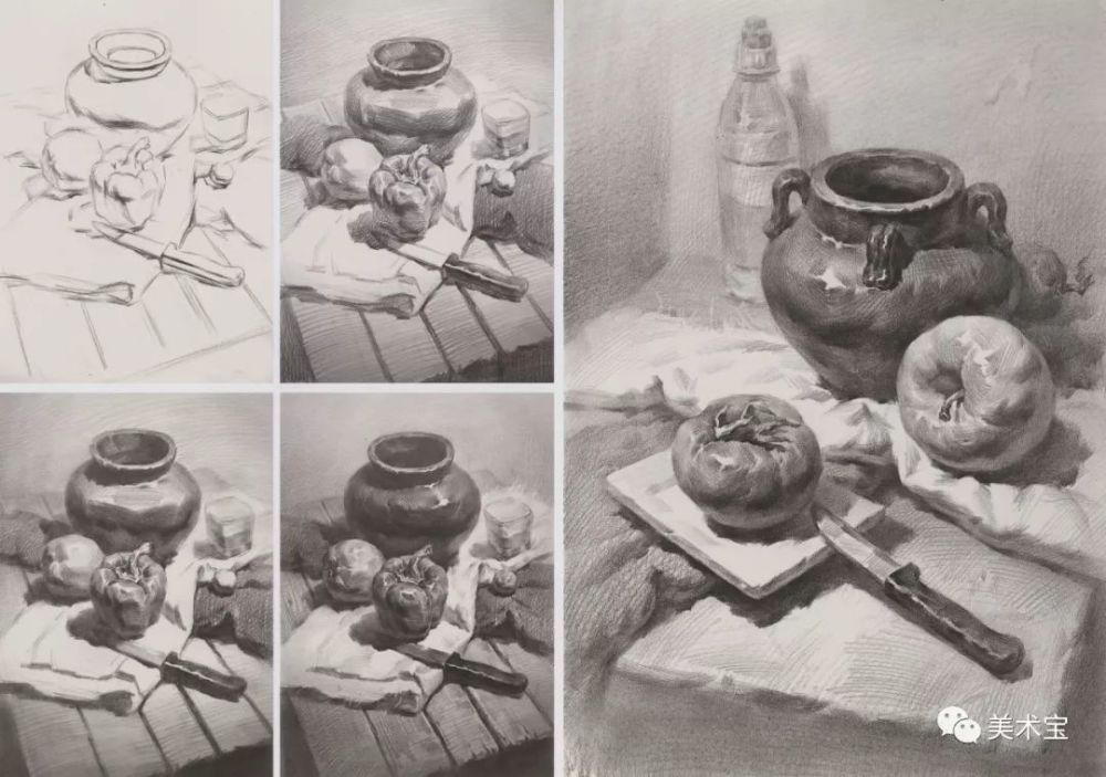 联考风素描静物组合范画