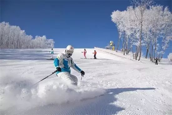 景点万科松花湖滑雪场雾凇观赏带位置:吉林市丰满区小白山乡青山村.