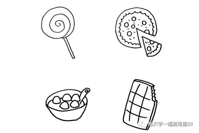 每天学一幅简笔画-各种美味食品简笔画大全