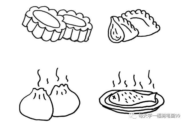 每天学一幅简笔画-各种美味食品简笔画大全