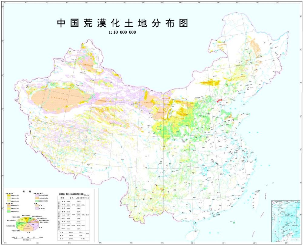 中国荒漠化土地分布图