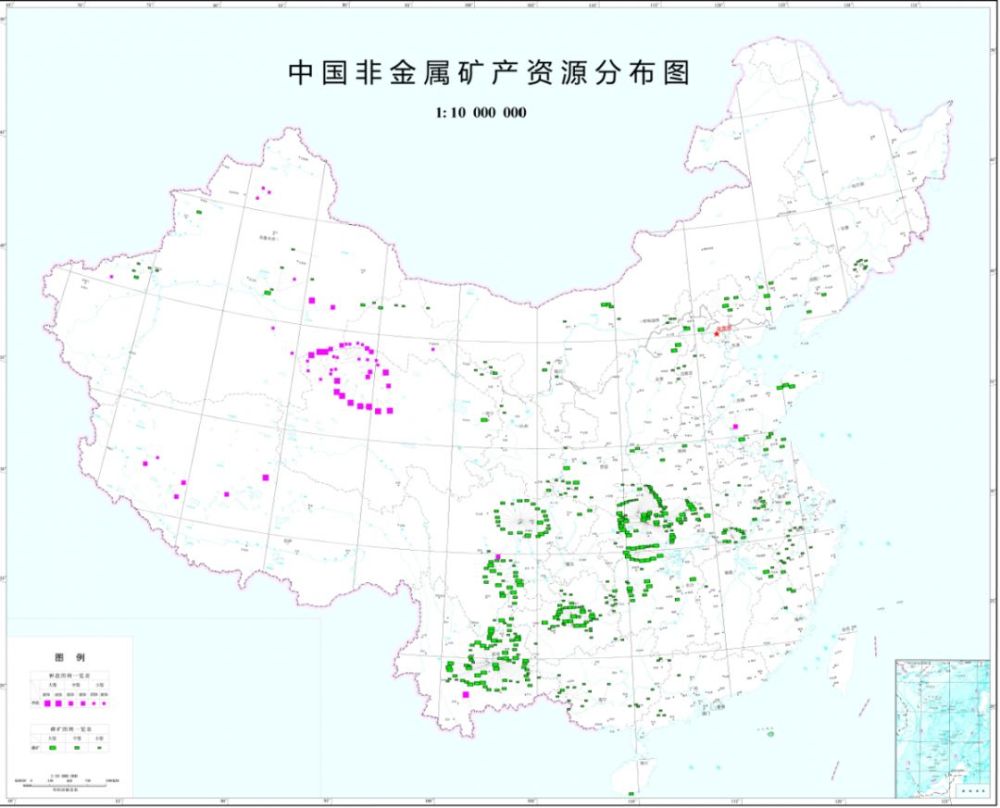 中国非金属矿产资源分布图