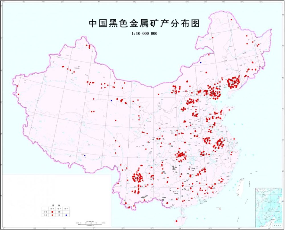 中国黑色金属矿产分布图