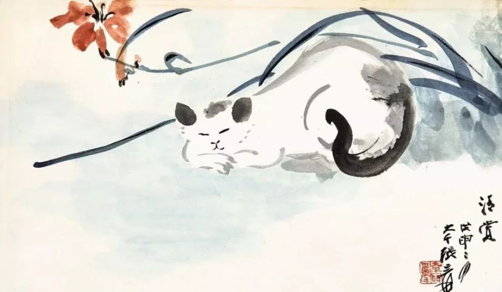 齐白石与猫 齐白石画画时 他右手边是笔墨纸砚 左手边就是猫 喵星人