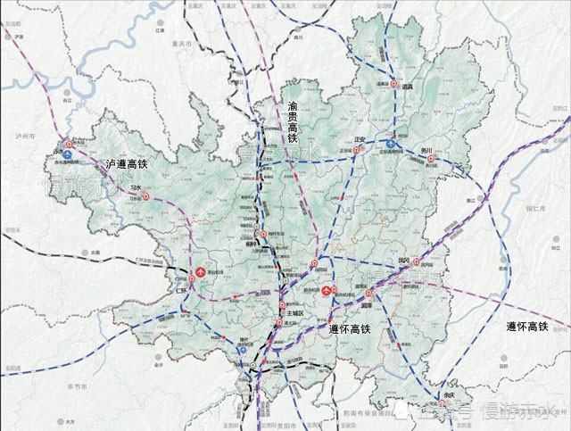 实际上在遵义市最新的铁路规划图中已经有了成怀高铁在遵义市的两段