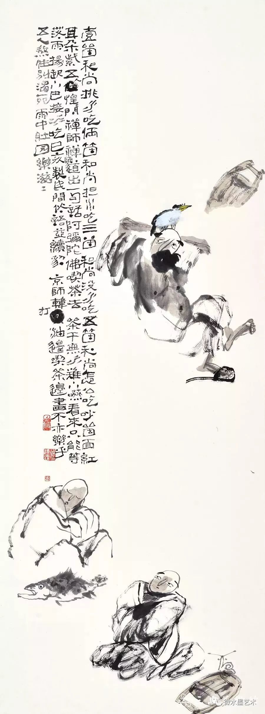 《三个和尚没水吃》2019年 138cm x 53cm