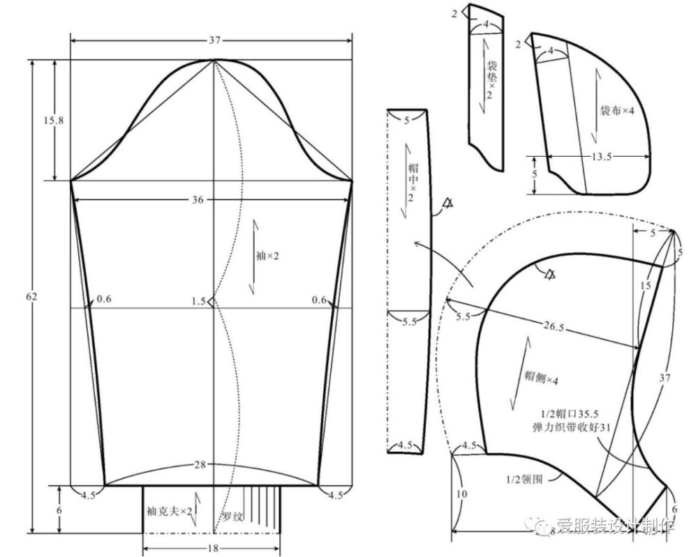 服装制作 | 5款羽绒服款式图与制版