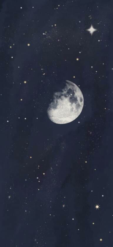 星空动漫背景图:你说月亮会不会和星星互诉心事?