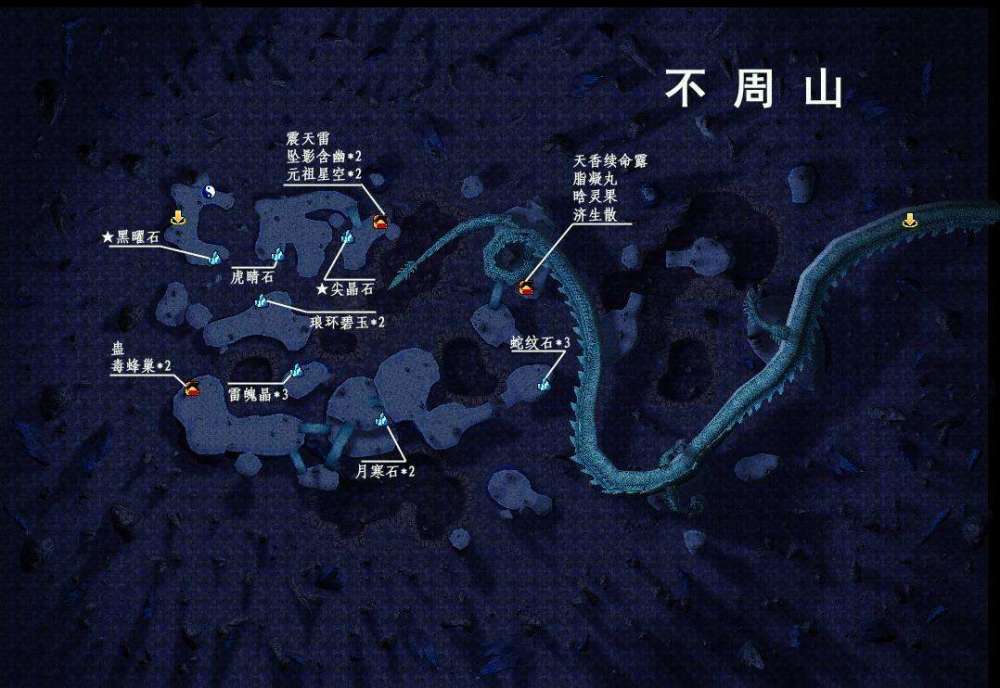 著名的电脑游戏《仙剑奇侠传4》,不周山场景作为通往鬼界的结点而出现