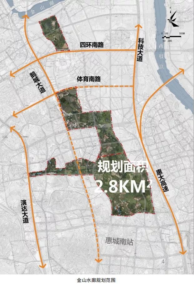 惠州金山水廊规划出炉 拟拆迁7个村 轨道1号线经过预留"沙井站"