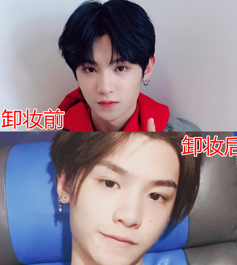 npc卸妆前vs后,蔡徐坤帅气,范丞丞可爱,看到黄明昊:是