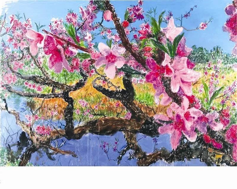 周春芽的《桃花》油画作品