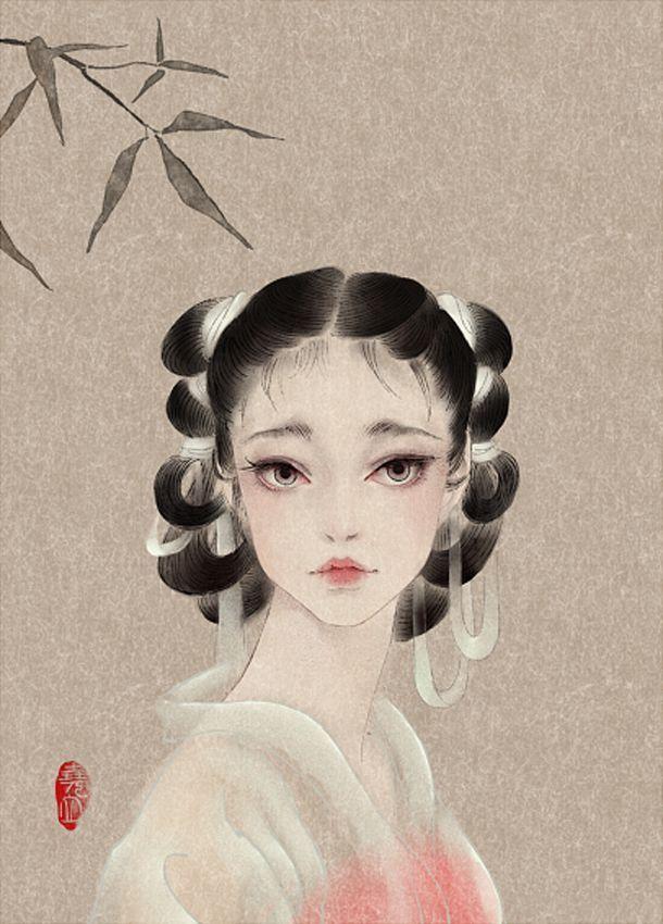 古风美人插画中各个沉鱼落雁,闭月羞花,如出水芙蓉般