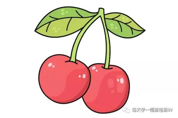 每天学一幅简笔画-水果樱桃简笔画