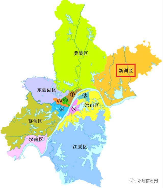 武汉市的行政区划地图如下所示.