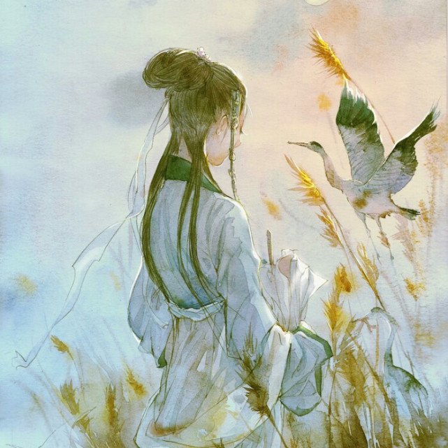 古风情侣头像:窗前雨下,伊人朦胧,无妨孤独等待,徒留