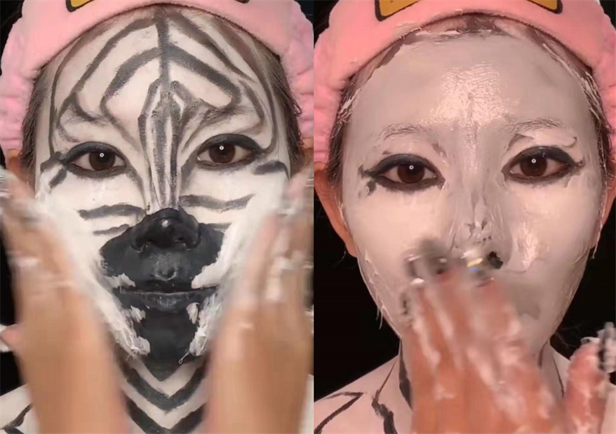 "斑马妆"女孩卸妆啥样?第一眼:妆容不错,结尾:成功让我忘记原图!