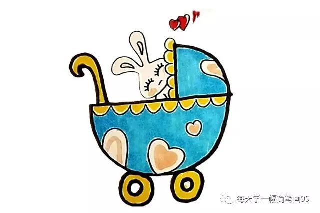 每天学一幅简笔画-婴儿车简笔画步骤及简笔画大全