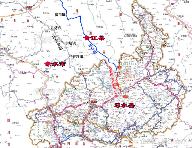 九岩坝至红圈子公路路线图