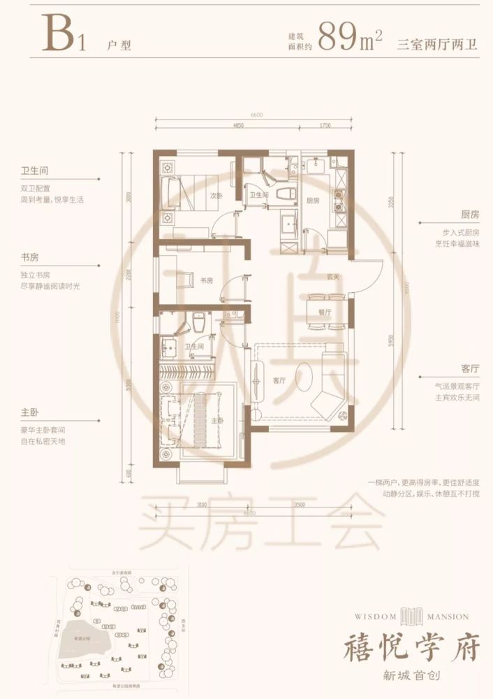 按b2=b3>b1>b4,来选户型客厅面宽达到3.