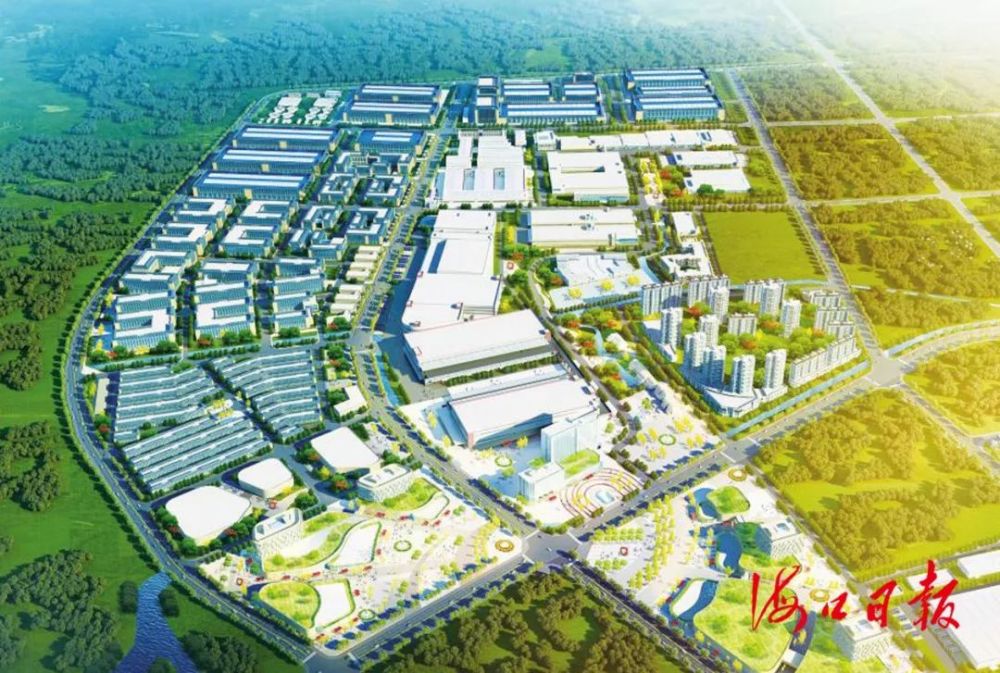 海口大力发展农产品加工业. 图为海口罗牛山农产品加工产业园鸟瞰图.