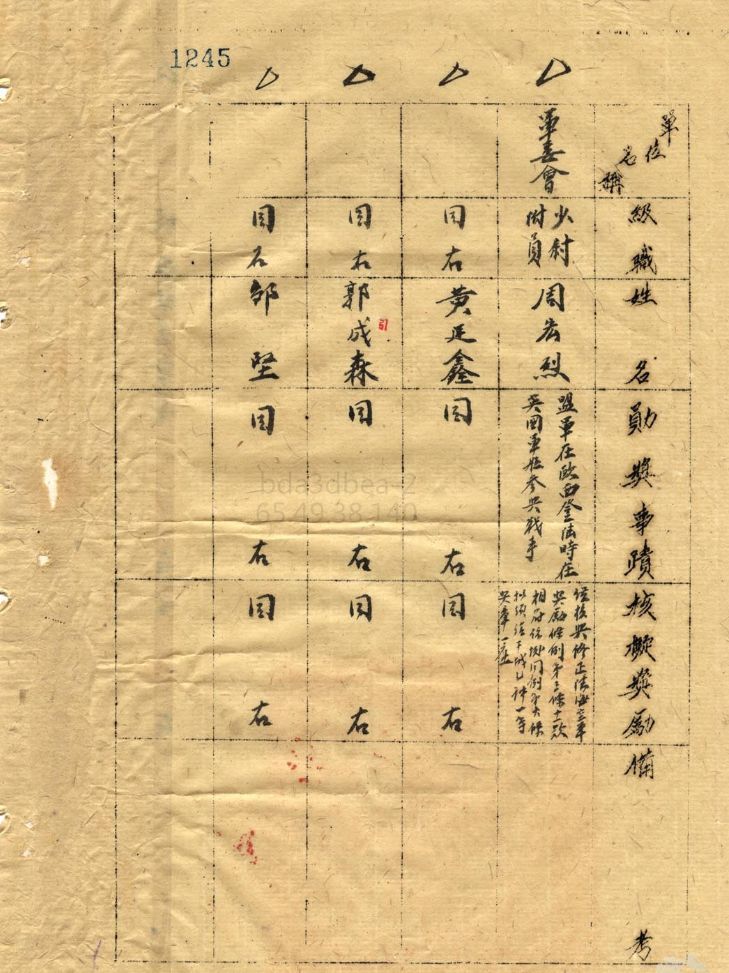 的这份《派英海军学员参加欧西登陆战事有功人员请奖表(1)对卢东阁