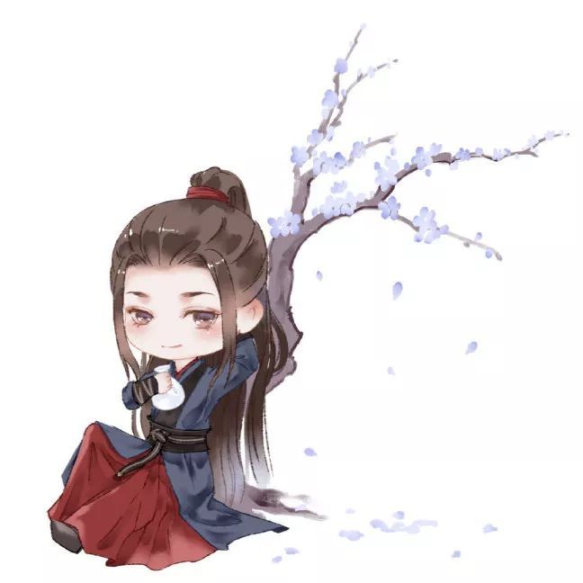 古风q版插画 庭花蒙蒙水泠泠,小儿啼索树上莺