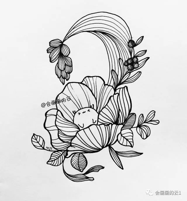 零基础如何画线描?分步骤教你画一朵好看的小花