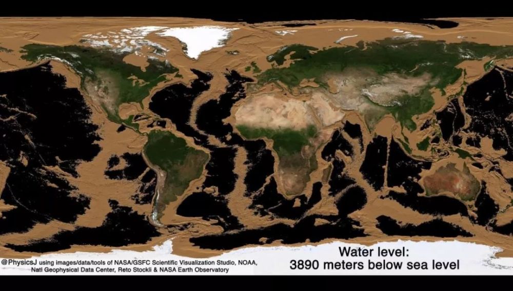 地球没水变成什么样子?模拟动画显示:海平面下降6000米几乎干涸