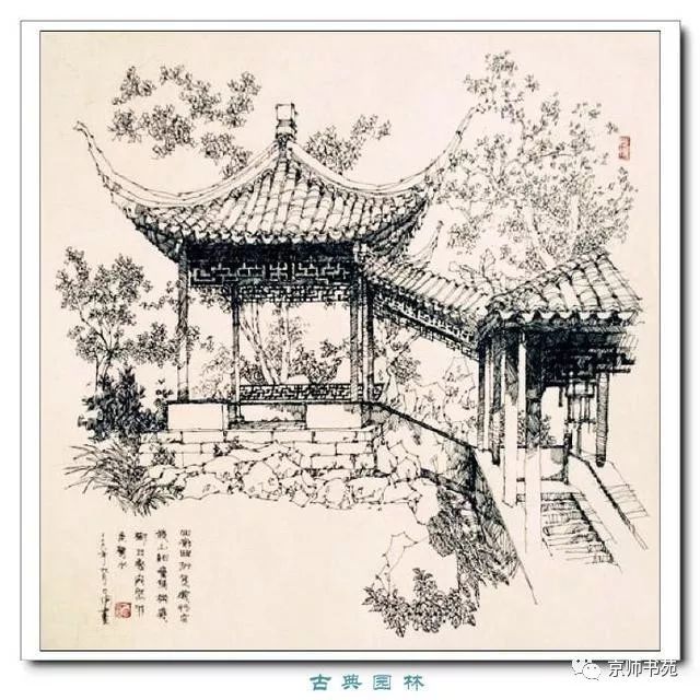 园林绘手-黄力炯钢笔画